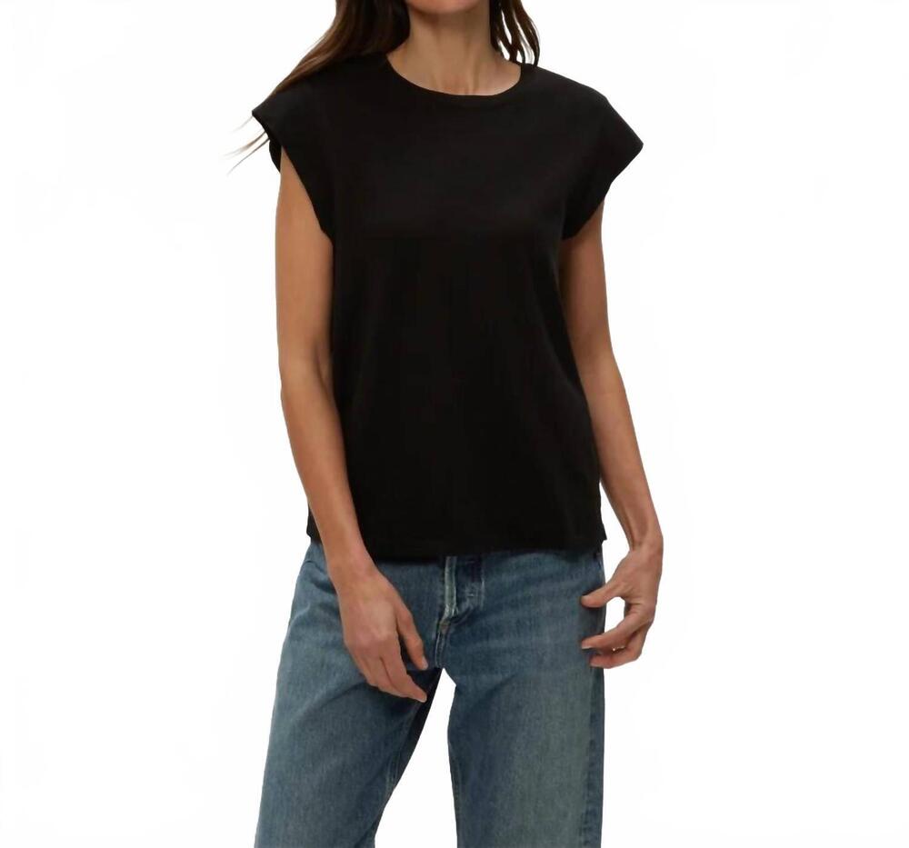 NEW MICHAEL STARS joey power shoulder tee in black